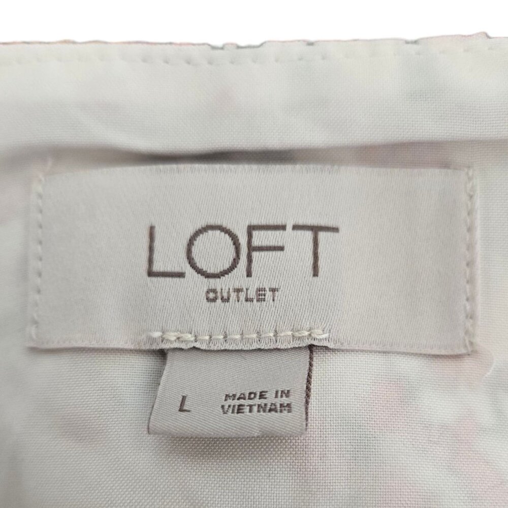 LOFT Floral Midi Dress Faux Wrap Ruffle Adjustable Straps Elastic Waist Large - Picture 9 of 10
